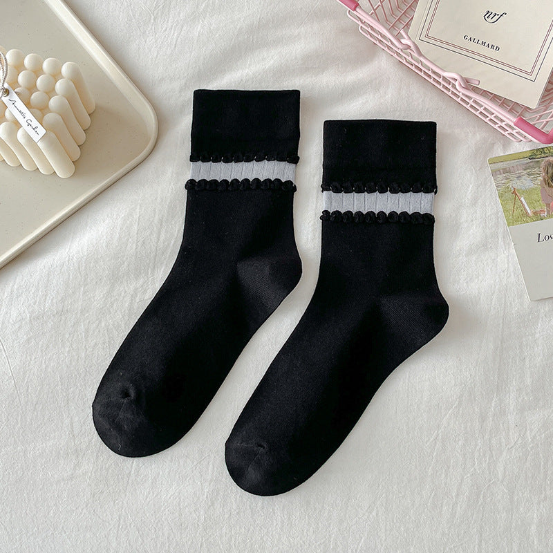 women's mid-tube cotton socks, view 2 - MRSLM