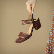 Retro high heel leather sandals, view 11 - MRSLM