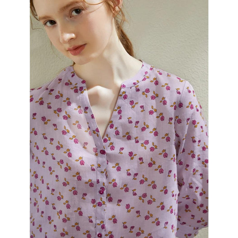 ramie floral blouse, view 13 - MRSLM