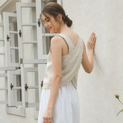 back cross linen top - MRSLM