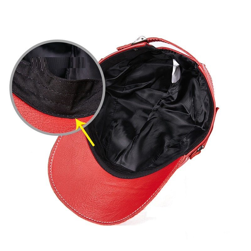 Men's leather baseball cap with earmuffs, view 6 - MRSLM