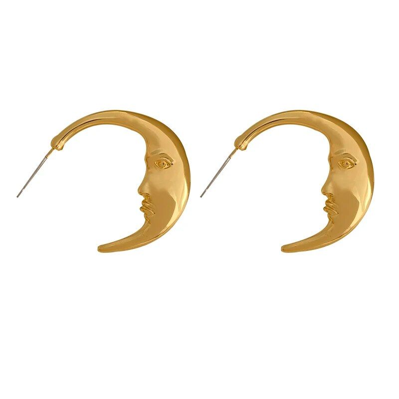 gold-tone moon stud earrings, view 7 - MRSLM