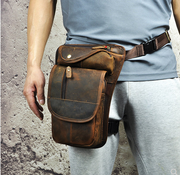 Retro casual leather messenger bag, view 2 - MRSLM