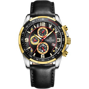 men's vintage leather strap quartz watch, view 2 - MRSLM