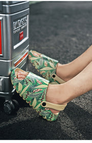 men's leaf print plastic sandals, view 5 - MRSLM
