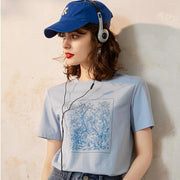 Scenery print round neck t-shirt - MRSLM