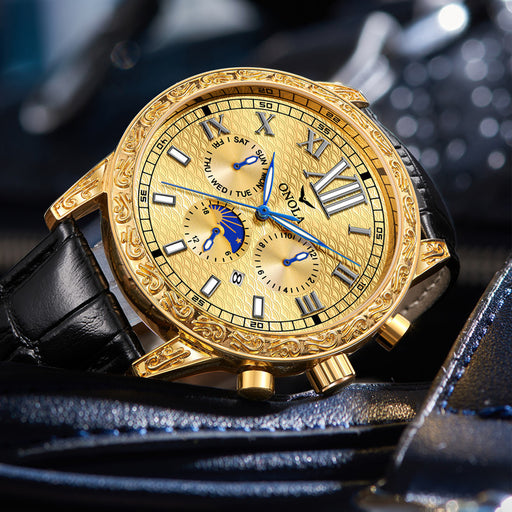 Men's automatic mechanical leather watch, business - MRSLM