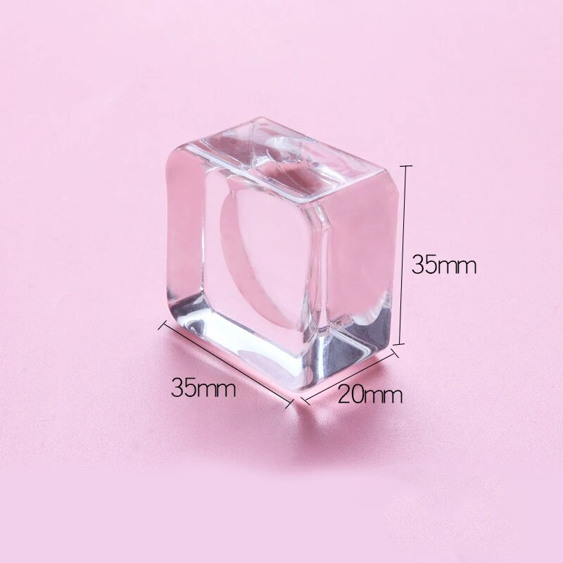 square crystal glass eyelash glue holder, view 2 - MRSLM