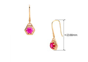 geometric red corundum ear hook earrings - MRSLM