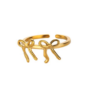 double bow knot gold stainless steel ring, view 2 - MRSLM