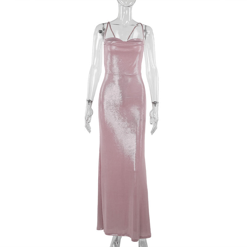 Slim fit camisole gown dress, view 6 - MRSLM
