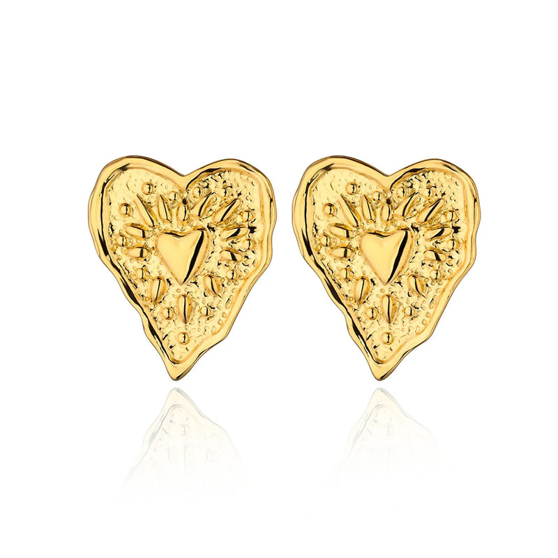 irregular heart stud earrings, view 3 - MRSLM