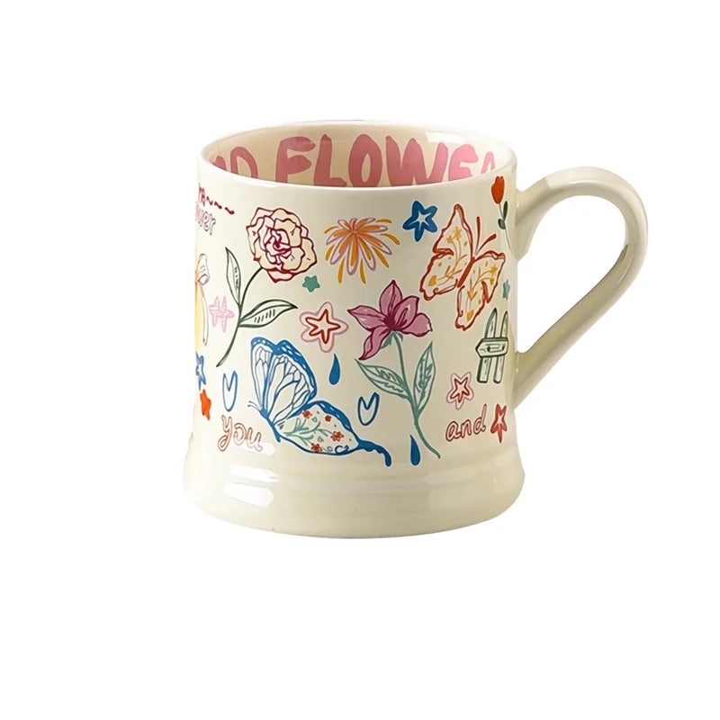 370ml French flower printed ceramic mug, view 3 - MRSLM