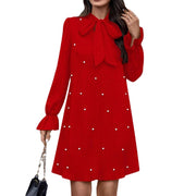 lace-up bead loose dress, view 5 - MRSLM