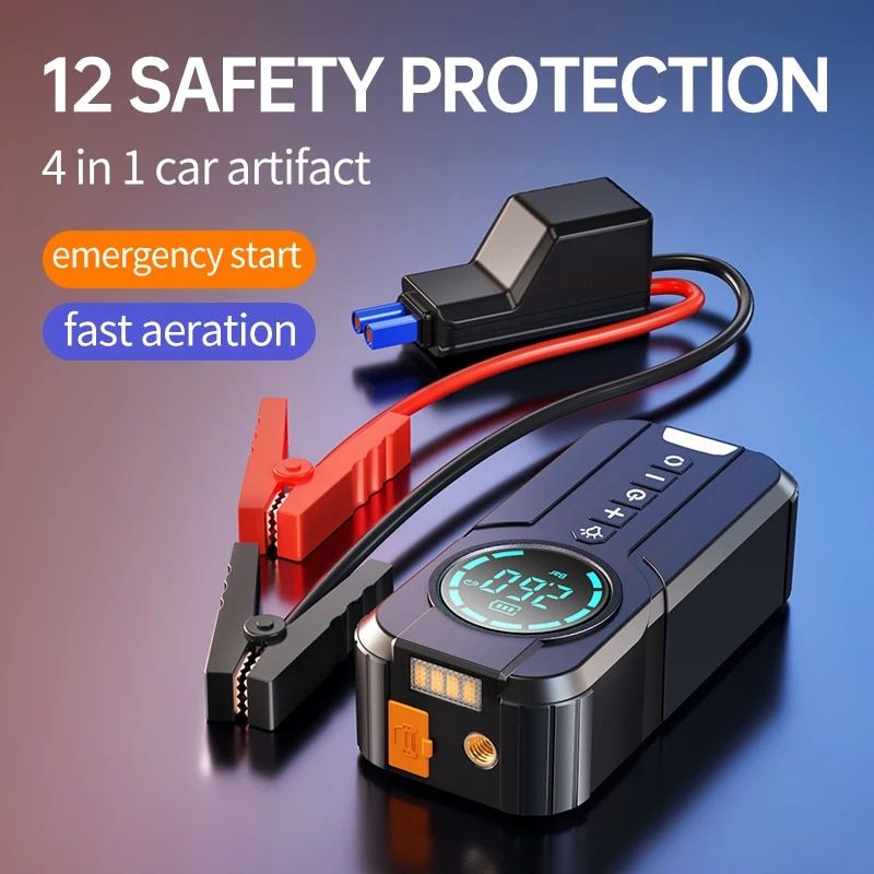 Portable car jump starter with air pump, view 5 - MRSLM