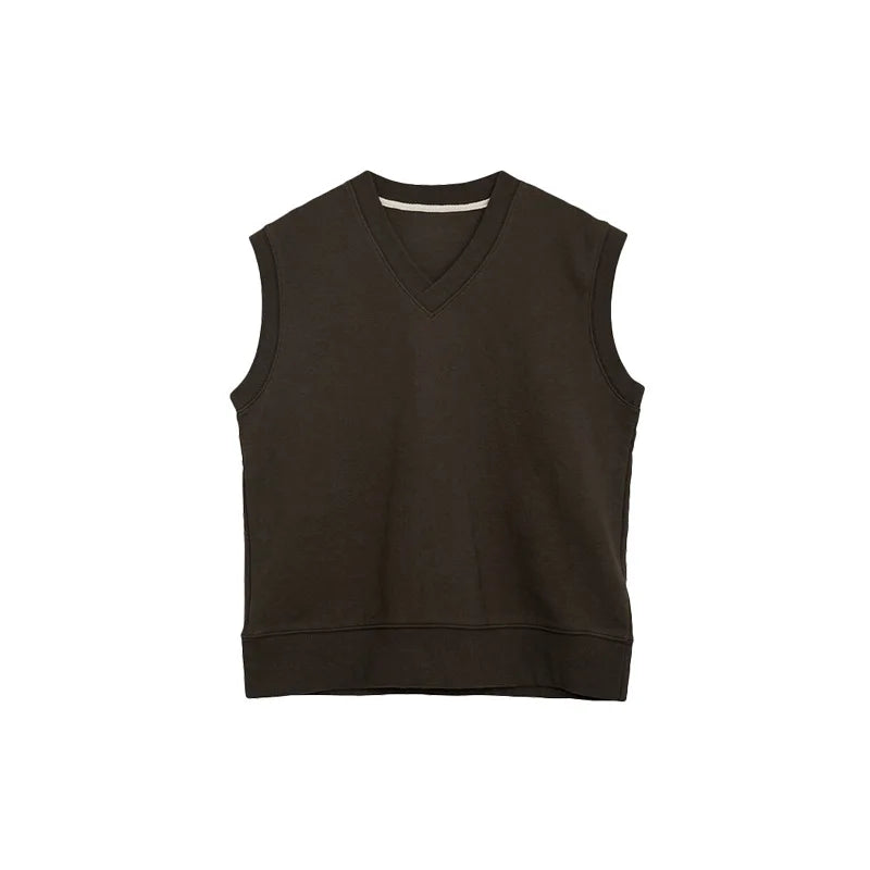 loose V-neck sleeveless knit pullover, view 2 - MRSLM
