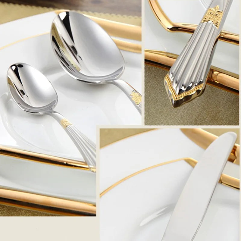 gold inlay cutlery set, view 6 - MRSLM