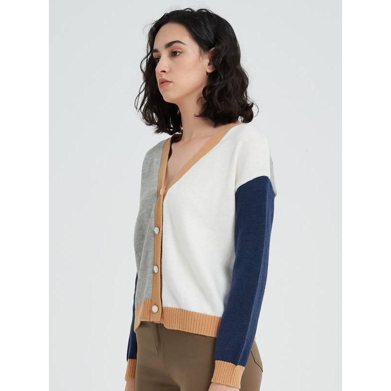 chic vintage V-neck knit cardigan, view 6 - MRSLM