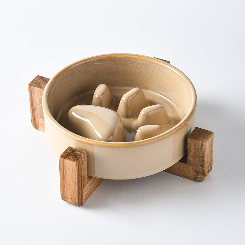 slow feed ceramic pet bowl, view 3 - MRSLM