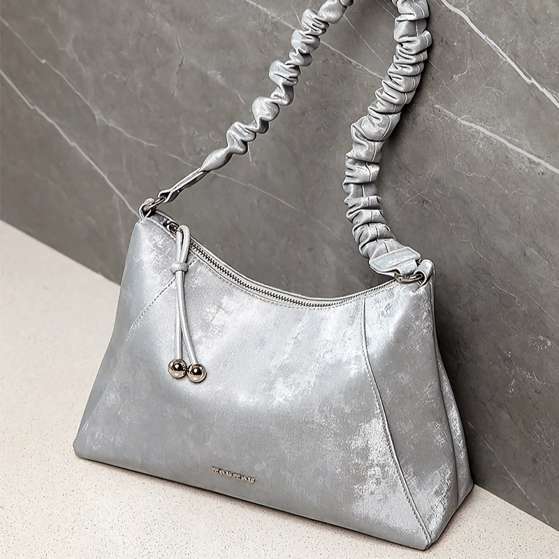 women's silver pu shoulder bag, view 6 - MRSLM