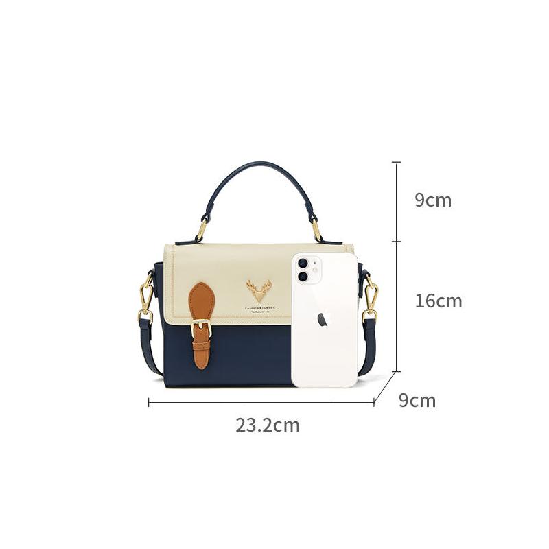 elegant women's split leather flap shoulder bag, view 8 - MRSLM