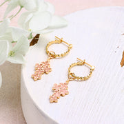 pink enamel flower earrings, view 4 - MRSLM