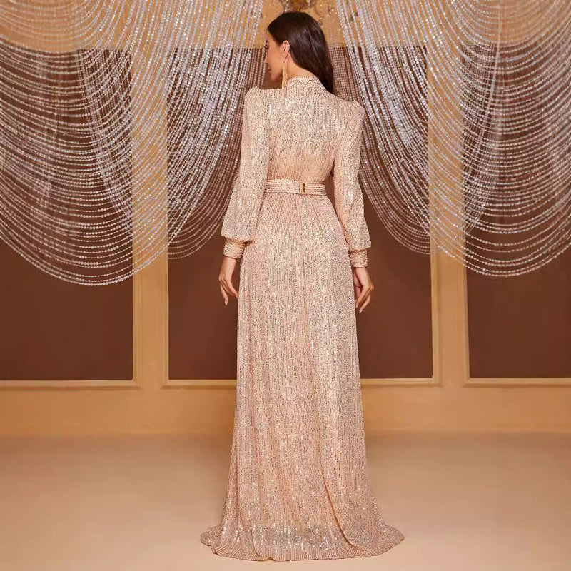 sequin evening long dress, view 2 - MRSLM