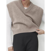 Women's knitted V-neck vest, view 3 - MRSLM