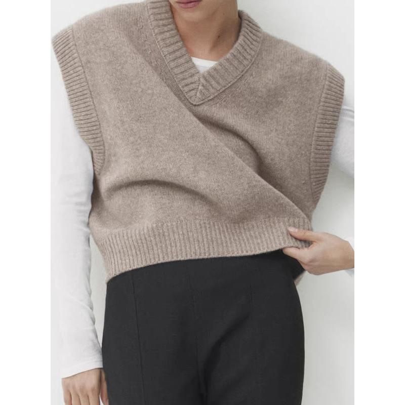 Women's knitted V-neck vest, view 3 - MRSLM