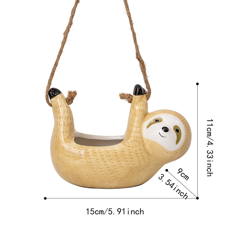 sloth hanging ceramic wall vase, view 9 - MRSLM