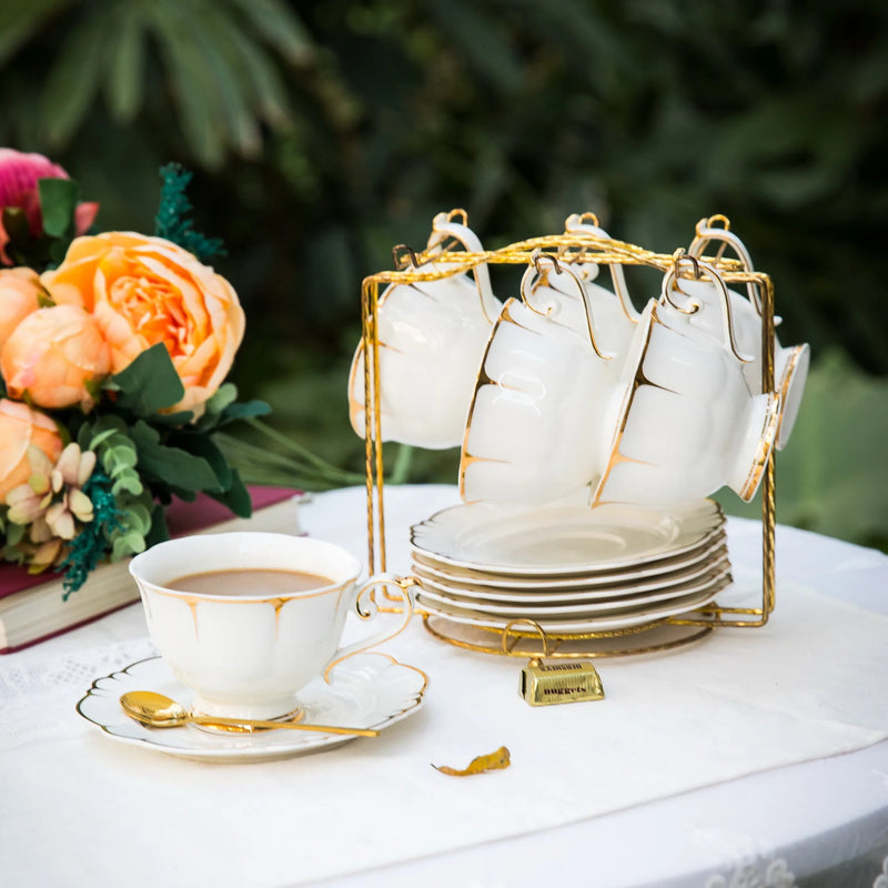 gold inlay bone china tea set, view 4 - MRSLM