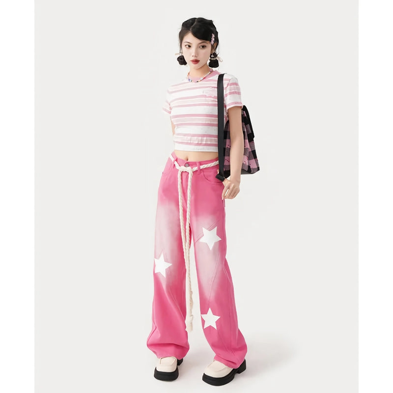 pink vintage wide leg jeans, view 6 - MRSLM