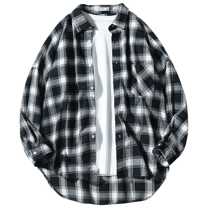 Men's loose plaid shirt jacket, view 7 - MRSLM