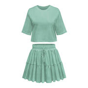 loose crew neck top and skirt set, view 4 - MRSLM