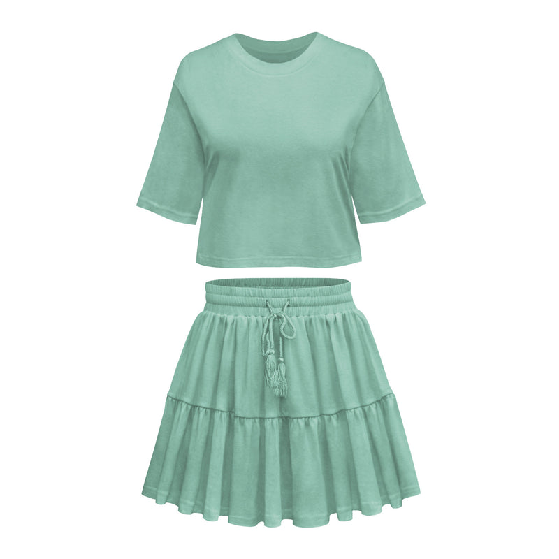 loose crew neck top and skirt set, view 4 - MRSLM