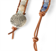 leather wrap blue aventurine bracelet, view 2 - MRSLM