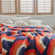 colorful rainbow cotton knitted throw blanket, view 4 - MRSLM