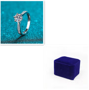 1 carat moissanite six claw silver ring, view 4 - MRSLM