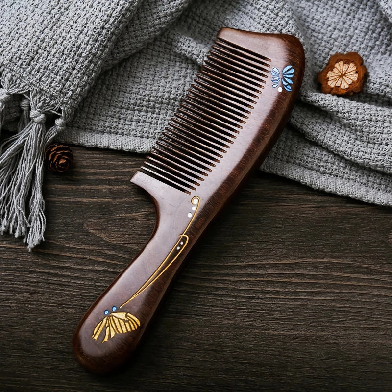 gold sandalwood dense-tooth comb, view 5 - MRSLM
