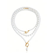 imitation pearl heart pendant necklace, view 2 - MRSLM