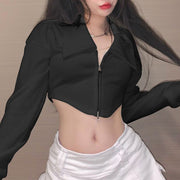 women's cropped zip cardigan top - MRSLM