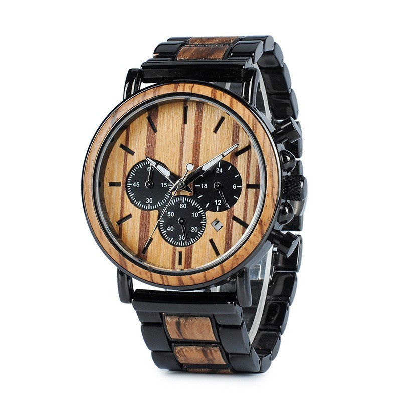 men's wooden luminous watch, view 4 - MRSLM