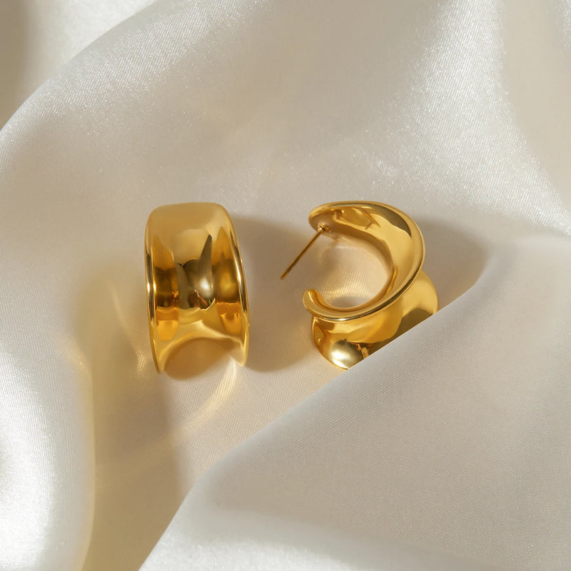 18k gold plated spiral stud earrings, view 4 - MRSLM
