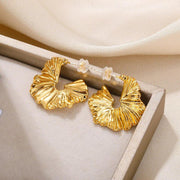 ginkgo leaf gold stud earrings, view 8 - MRSLM