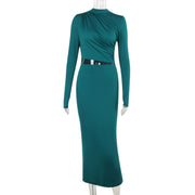 see-through pleated slim fit dress, view 7 - MRSLM
