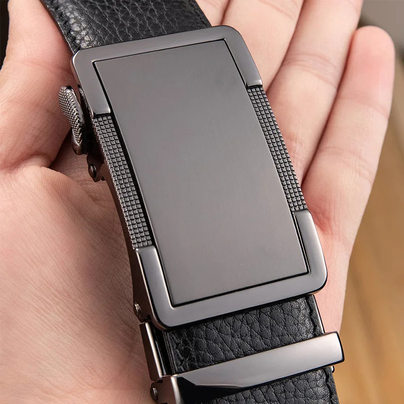 men's genuine leather belt automatic alloy buckle, view 7 - MRSLM