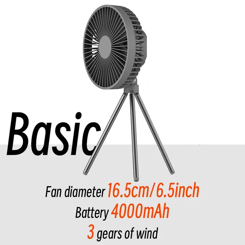 rechargeable camping fan with LED light, view 5 - MRSLM