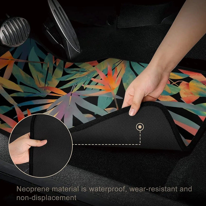 plant print universal car floor mats, view 5 - MRSLM