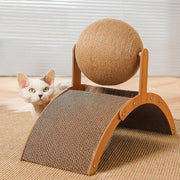 wooden cat scratcher with sisal ball, view 4 - MRSLM