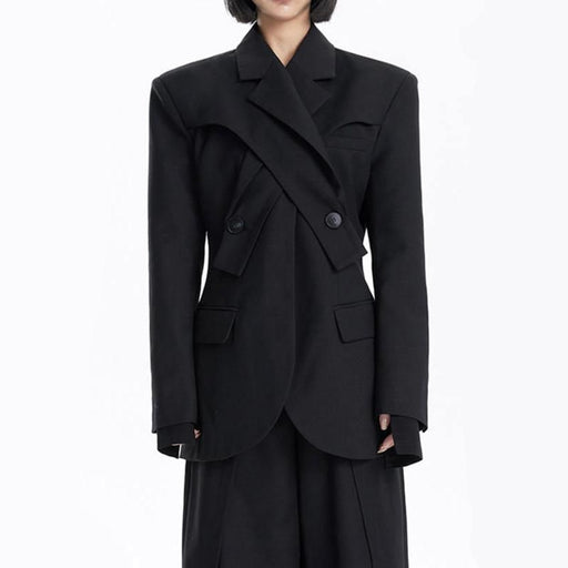 cross neck double breasted blazer - MRSLM